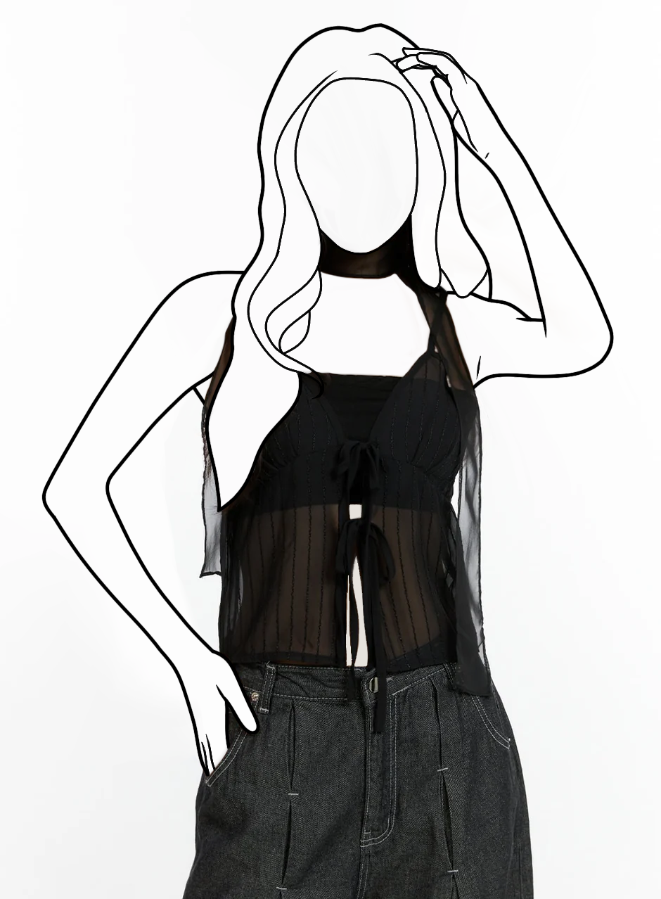 Priesvitné tielko s ramienkami a šatkou súprava