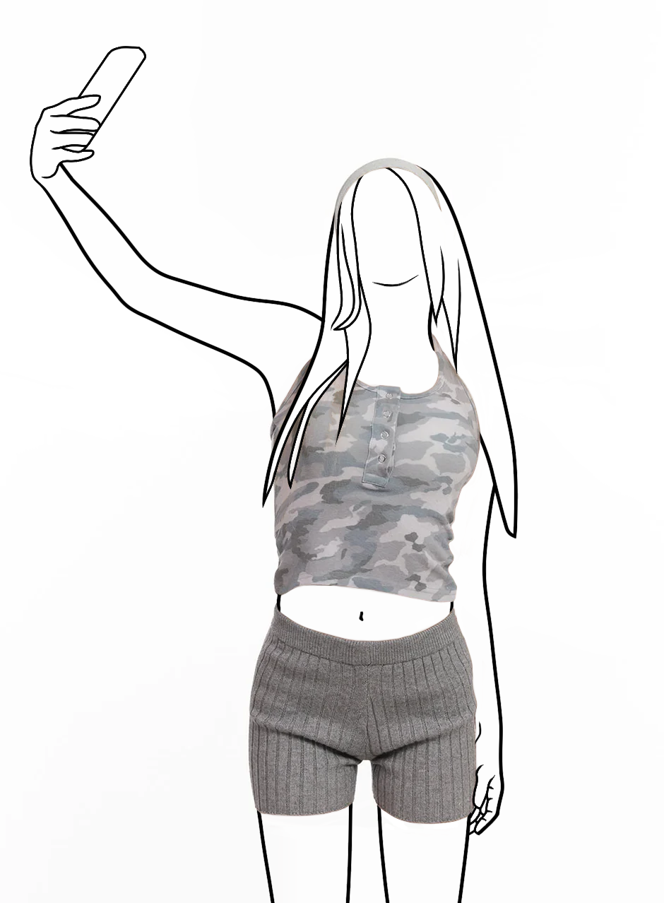 Maskáčové crop top halter tielko