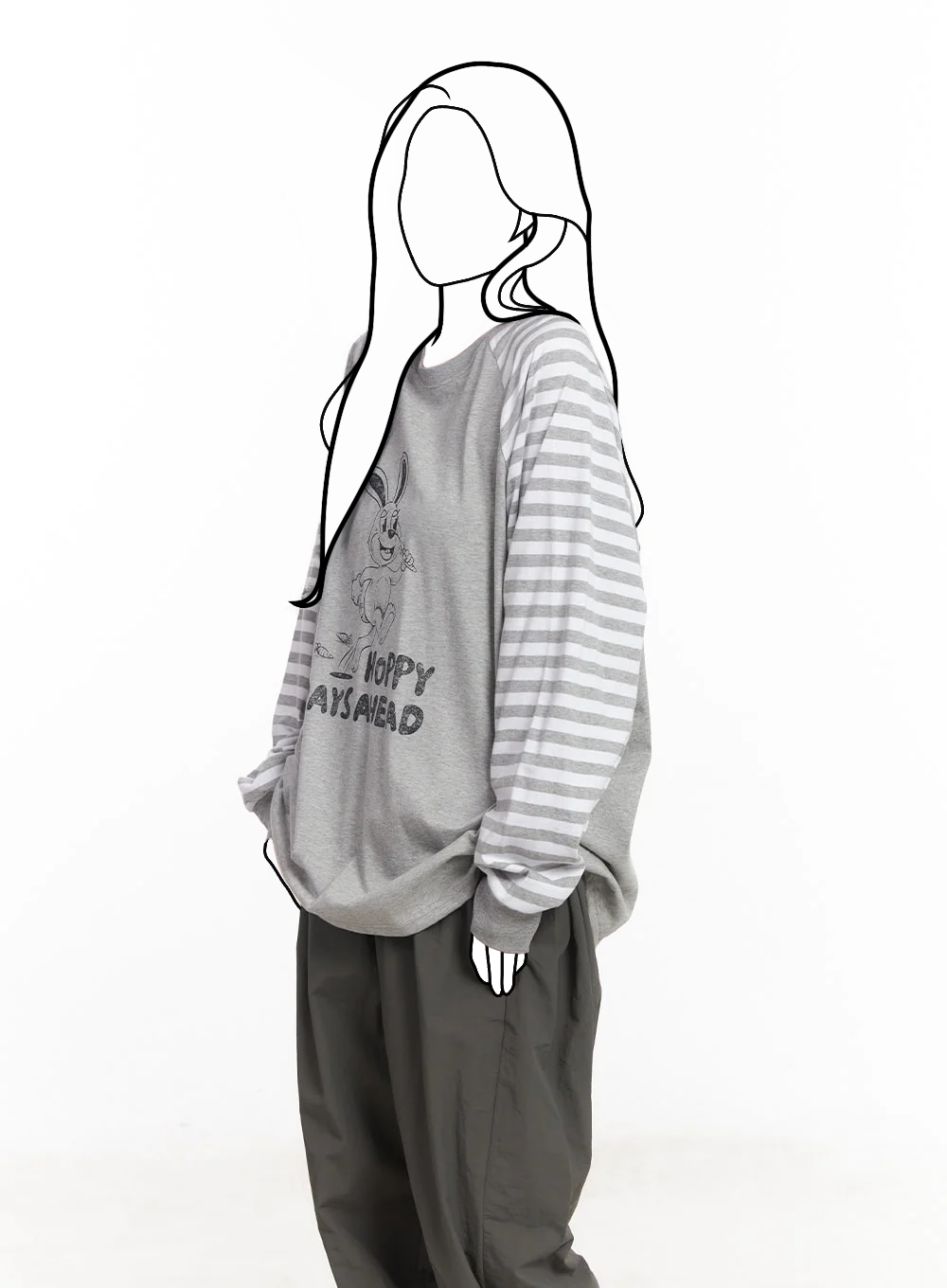 Pruhované raglánové tričko s grafikou a dlhým rukávom