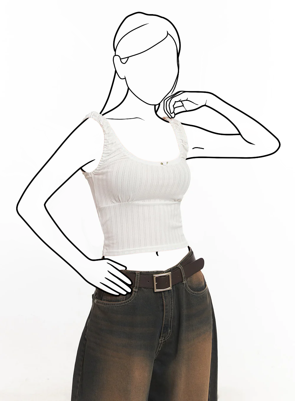 Crop tielko s volánikom a nariasením