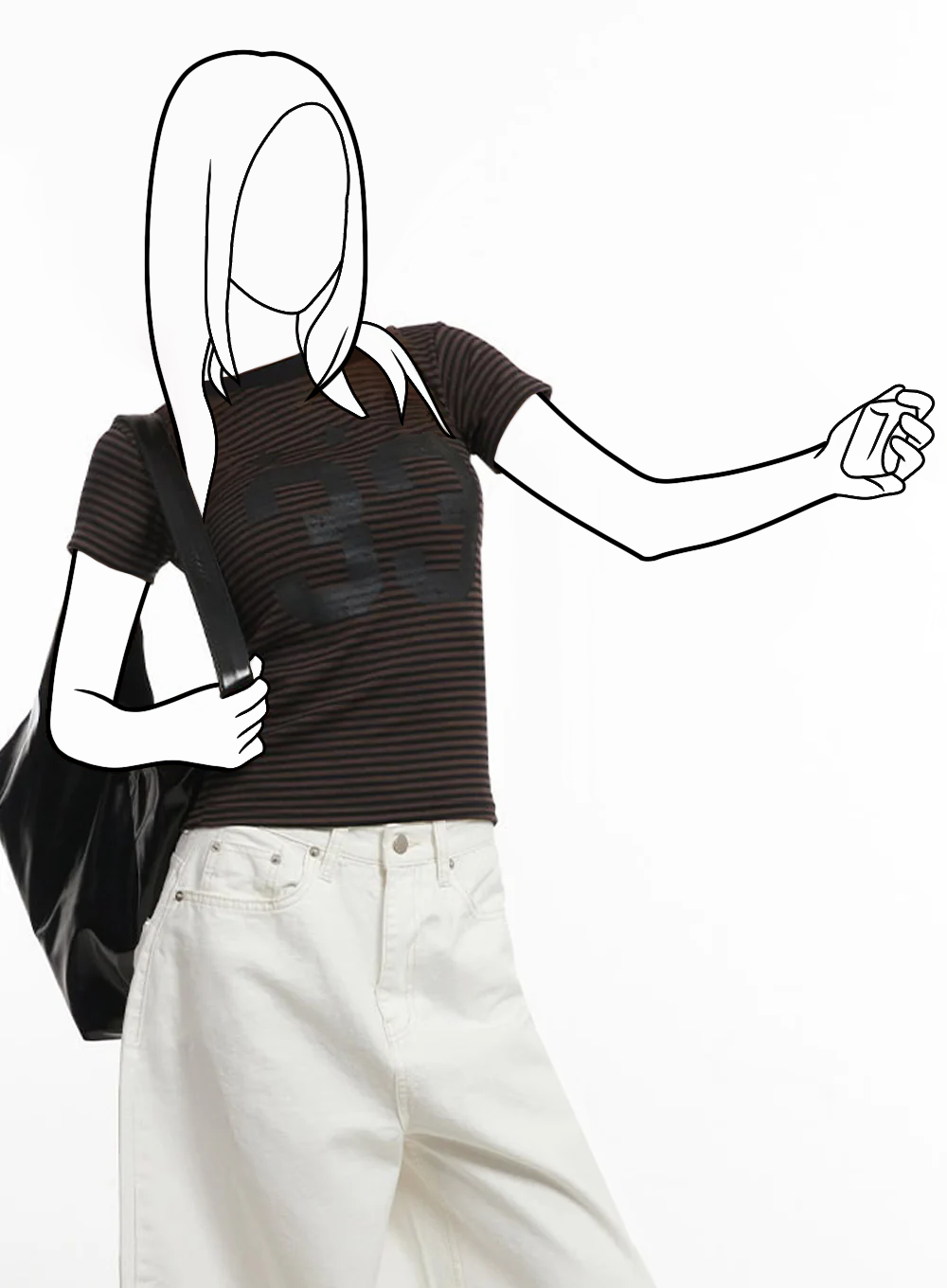 Pruhovaný priliehavý top s grafikou