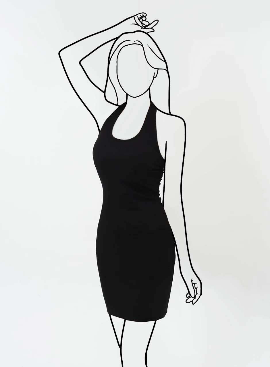 Mini šaty s viazaním za krk a vypchávkami