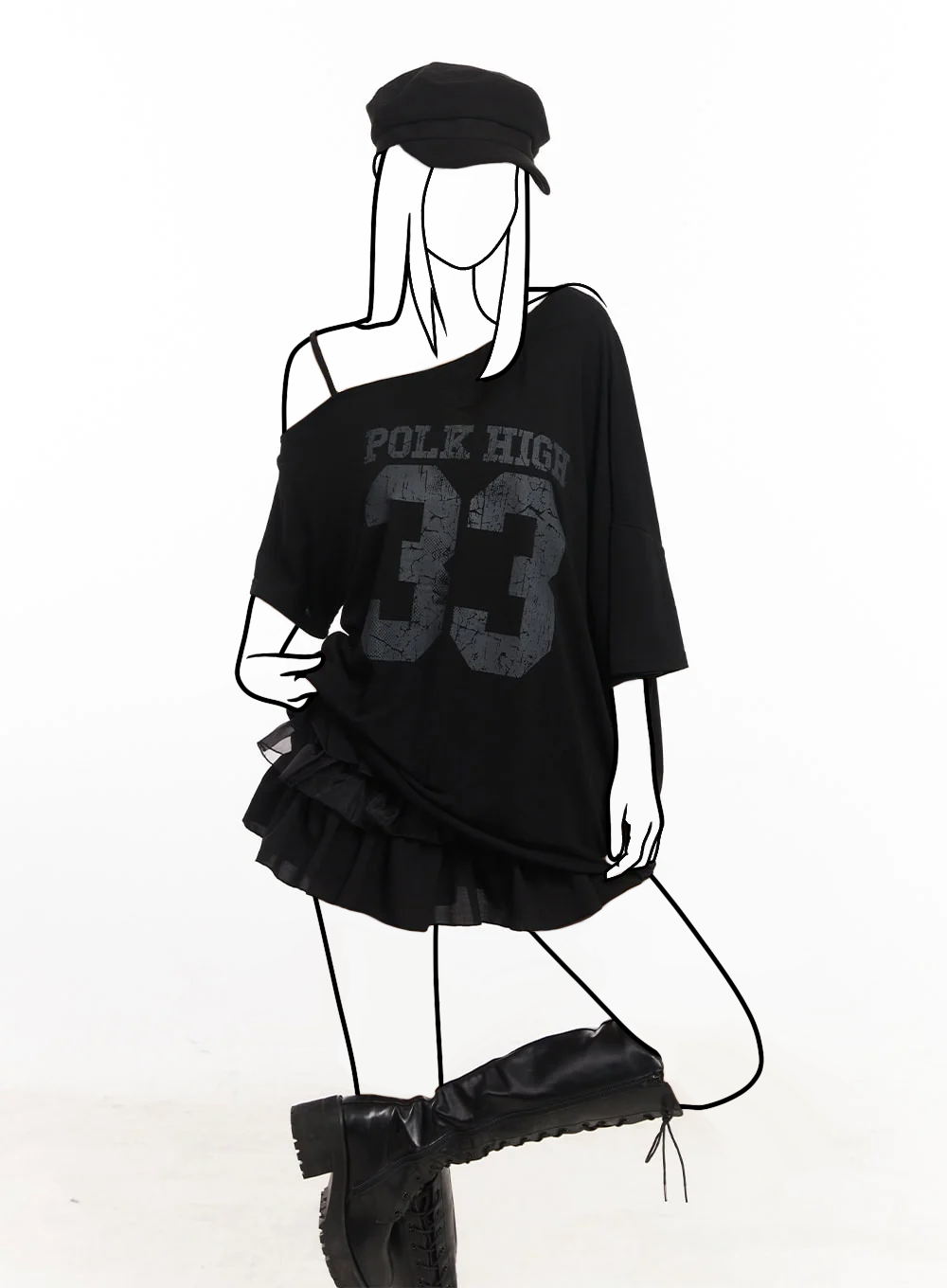 Oversize tričko s grafikou a asymetrickým strihom