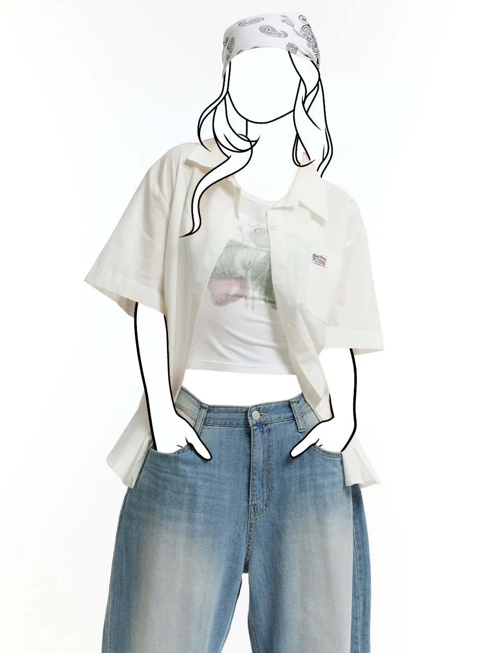 Oversize košeľa s golierom a krátkym rukávom