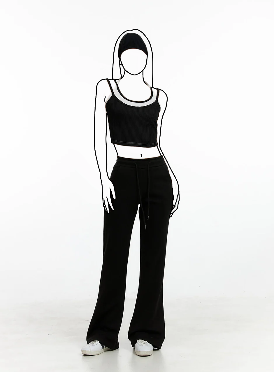 Slim pásové nohavice s bootcut strihom