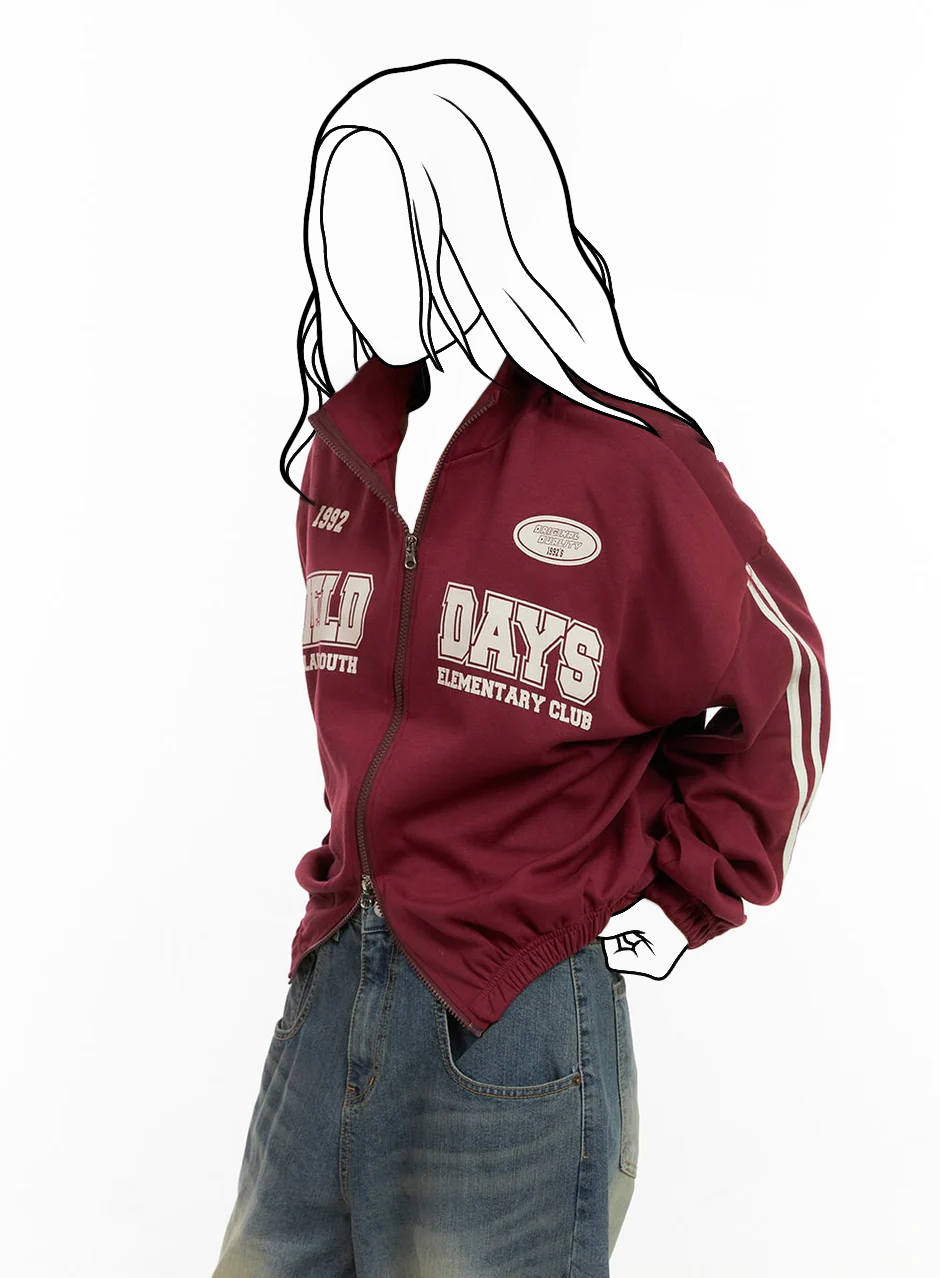 Pohodlná mikina na zips s nápisom