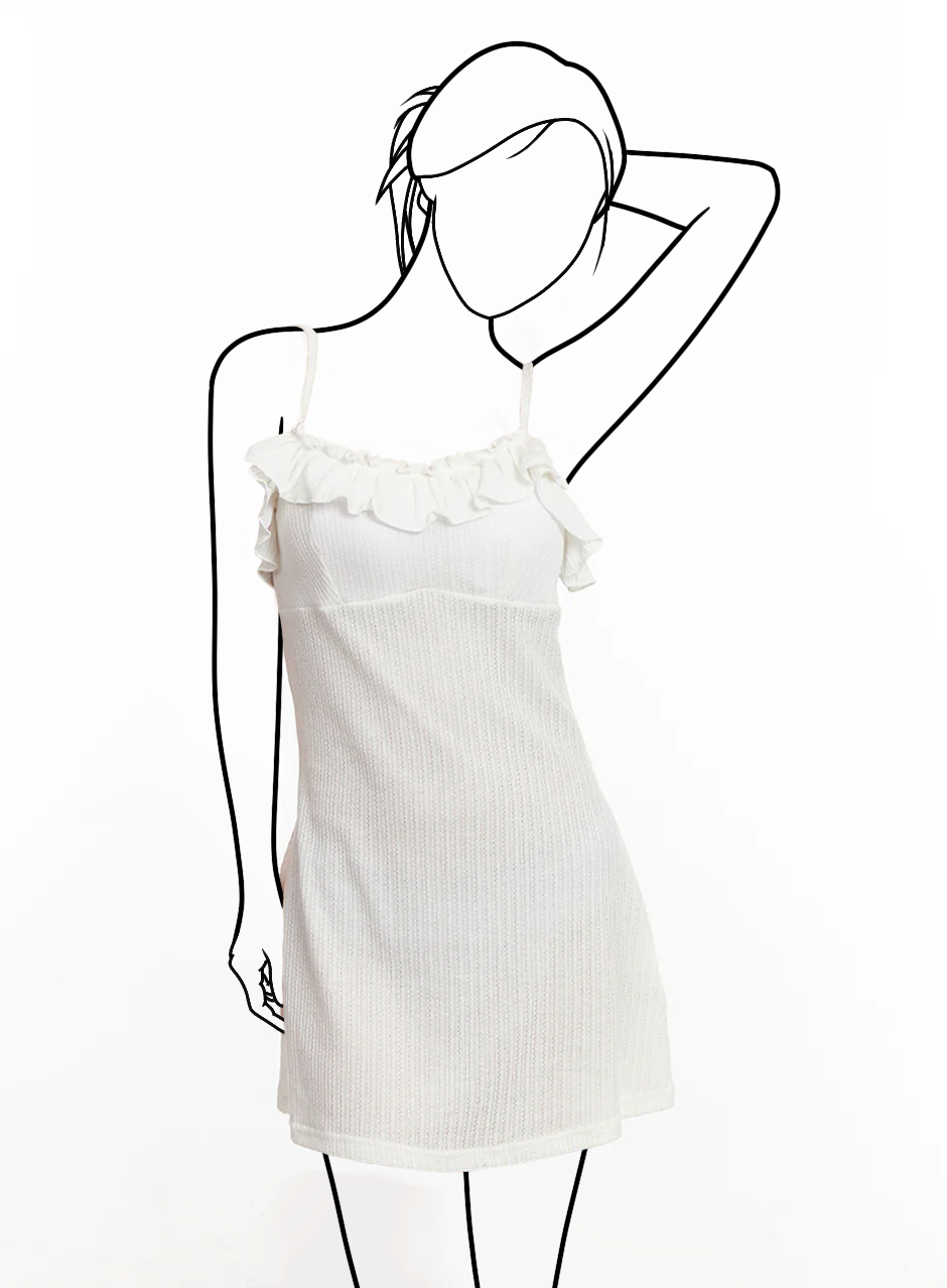 Mini šaty s ramienkami a volánom