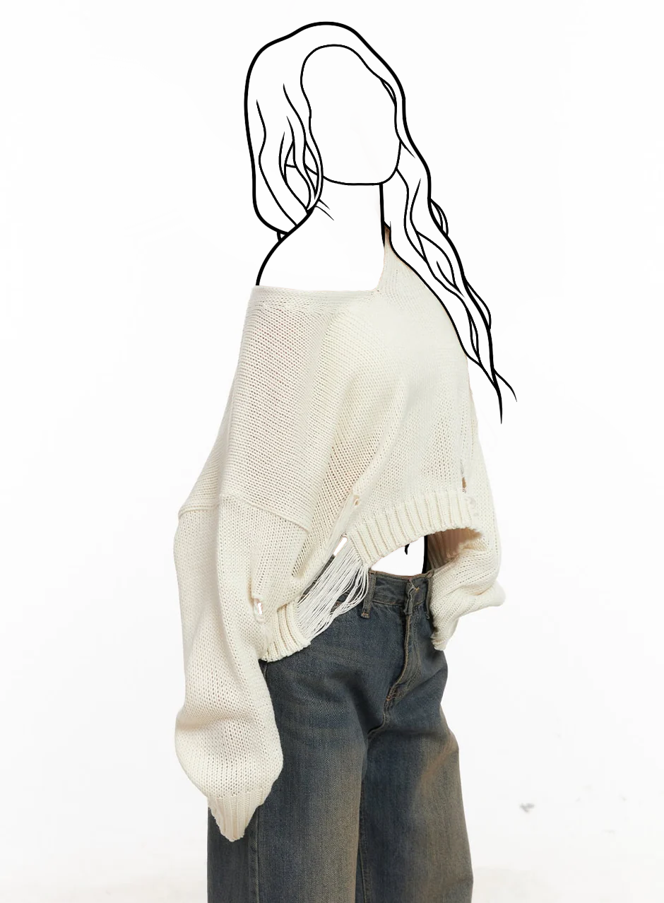 Zničený oversize crop sveter