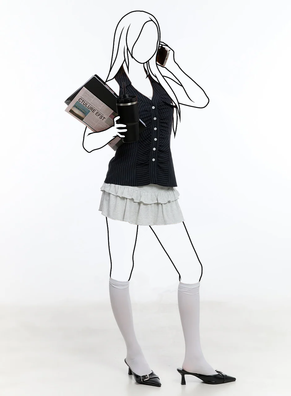 Pruhovaný halter cami top s golierom