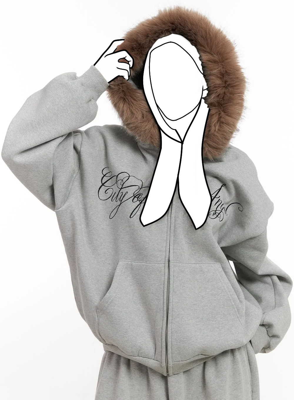 Štýlová zipsová mikina s kapucňou a nápisom