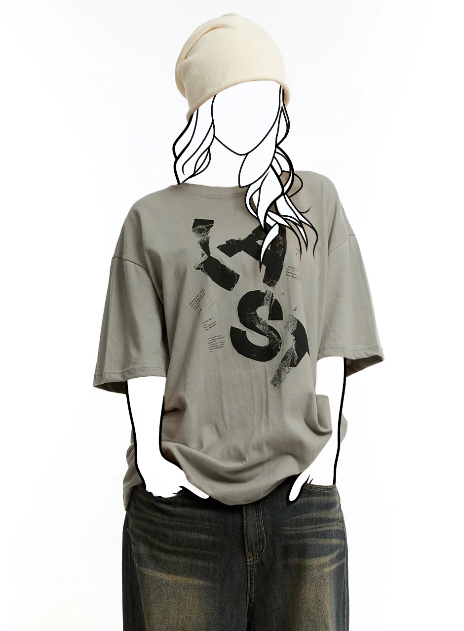 Oversize tričko s grafikou a nápisom