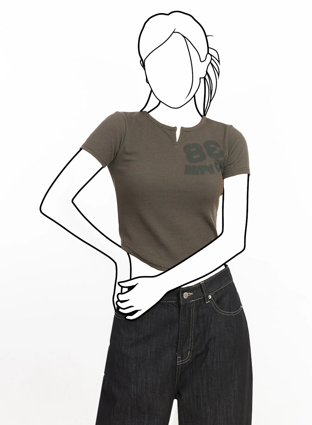 Tomboy slim fit crop top s nápisom