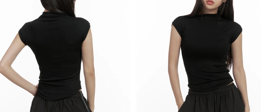 Priliehavý crop top s rolákom