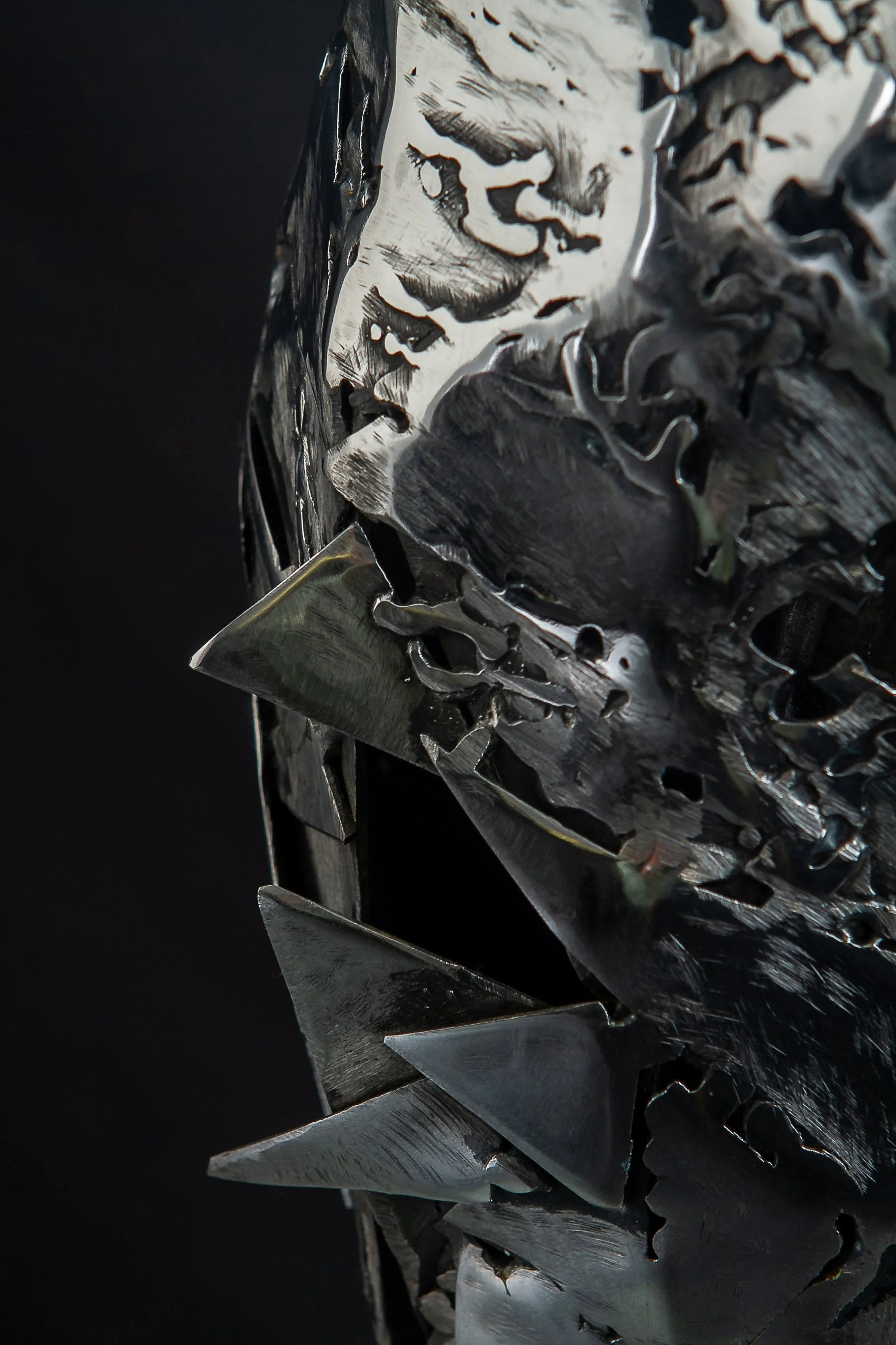 Detail of sharp steel facets and raw welded textures in Untitled 2024 sculpture.