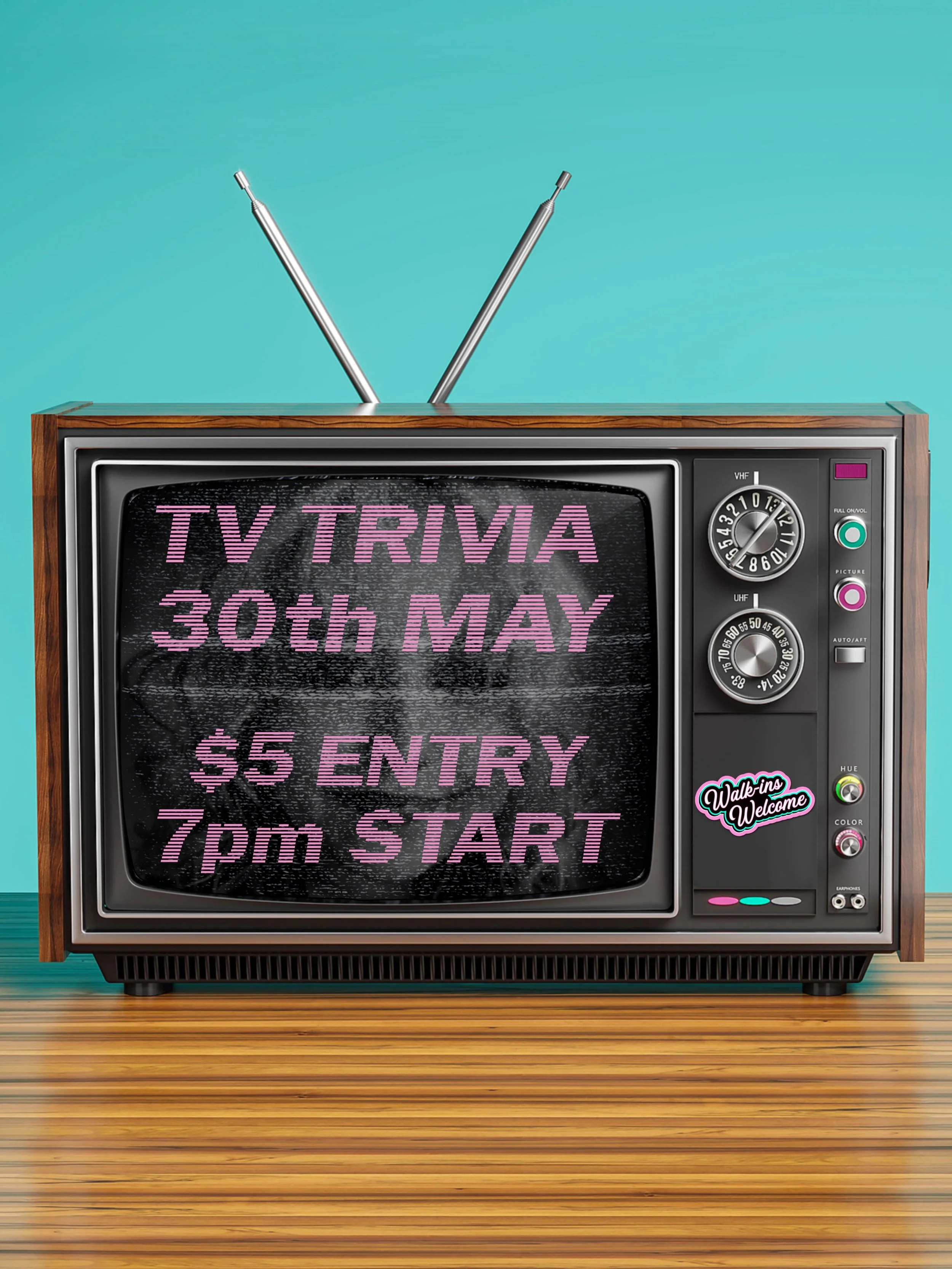 It&rsquo;s that time again&hellip; TV SHOW TRIVIA at @walkinswelcomebar! You don&rsquo;t even have to be smart for this one because it&rsquo;s all about the idiot-box! Save the date for 30th of May~ Hosted by the one and only @_isabella.strong 
$5 en