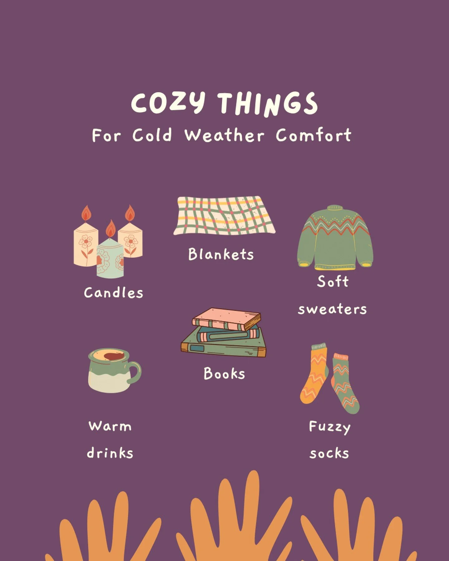 Cozy season is here! ☃️ Let's embrace the cold winter months by surrounding ourselves with comfort.

Here are a few simple self-care ideas to keep you warm and cozy:

&bull; Light a scented candle 🕯️
&bull; Snuggle up in a soft blanket 😌 
&bull; We