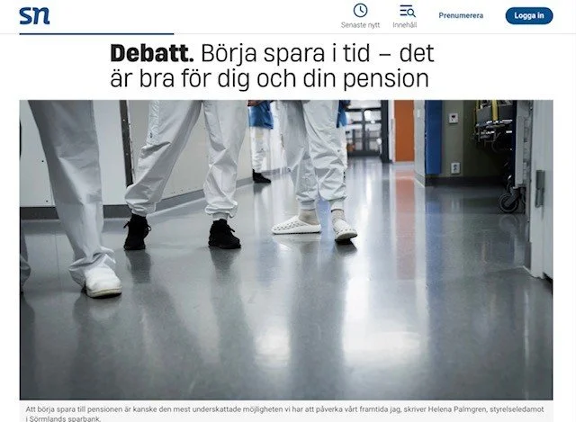 Att börja spara till pensionen är kanske den mest underskattade möjligheten vi har att påverka vårt framtida jag, skriver Helena Palmgren pensionsspecialist.