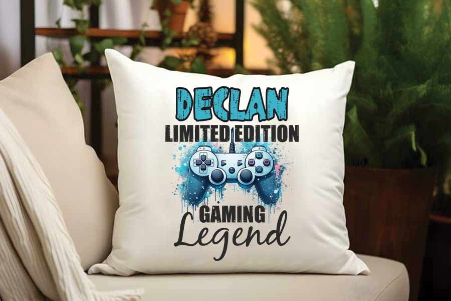 Personalised Gaming Cushion with custom gamer tag and design, perfect for gaming enthusiasts and personalised décor.