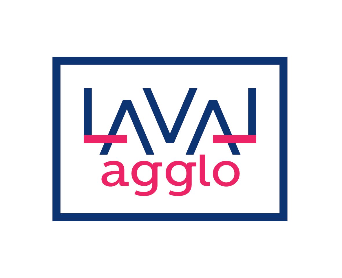Logo de LAVA aglo avec un cadre bleu, texte LAVA en bleu avec lignes roses traversant la lettre 'A' et le texte 'aglo' en rose.