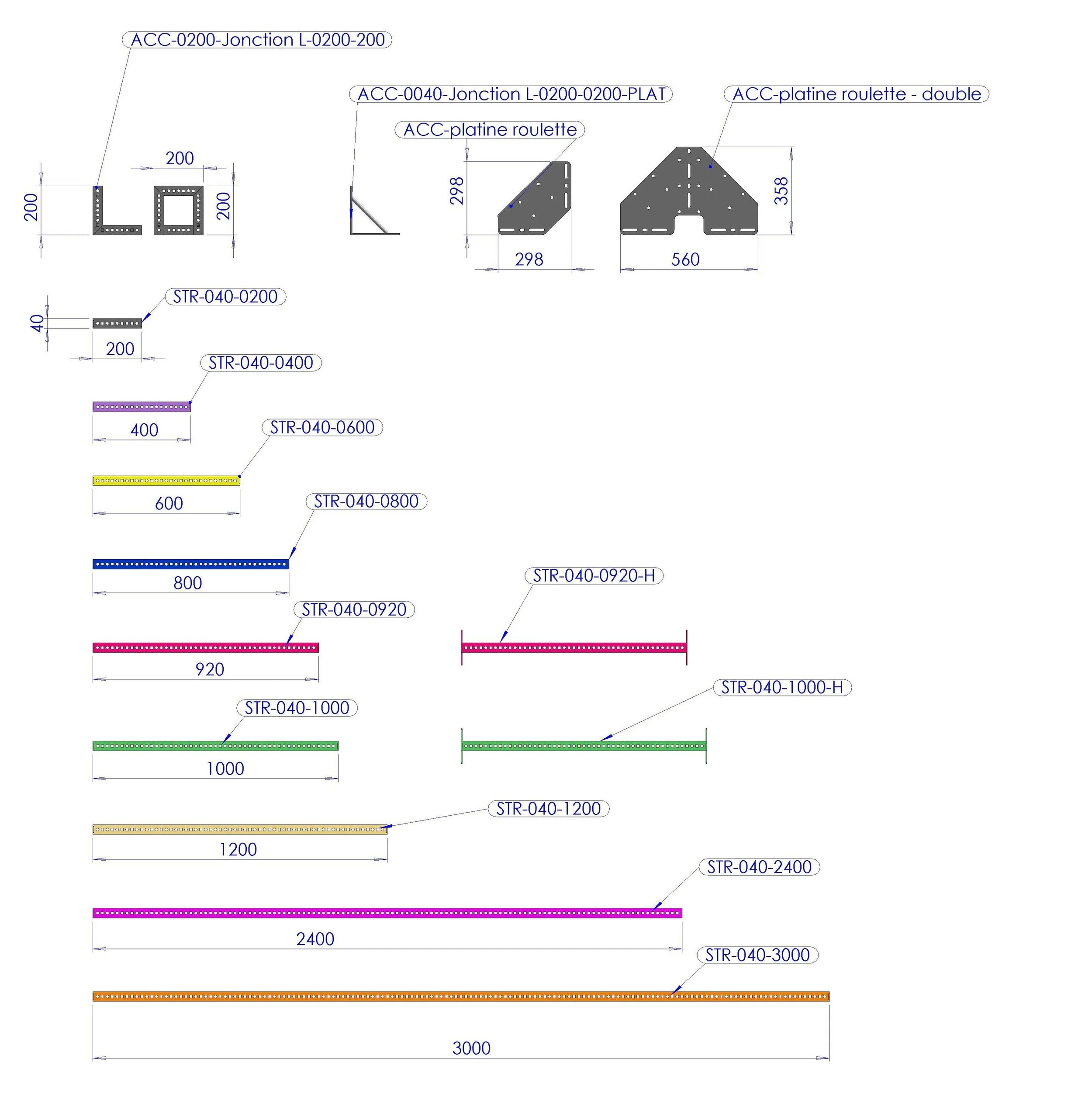 Module 200 - Famille 1D, tube 40x2