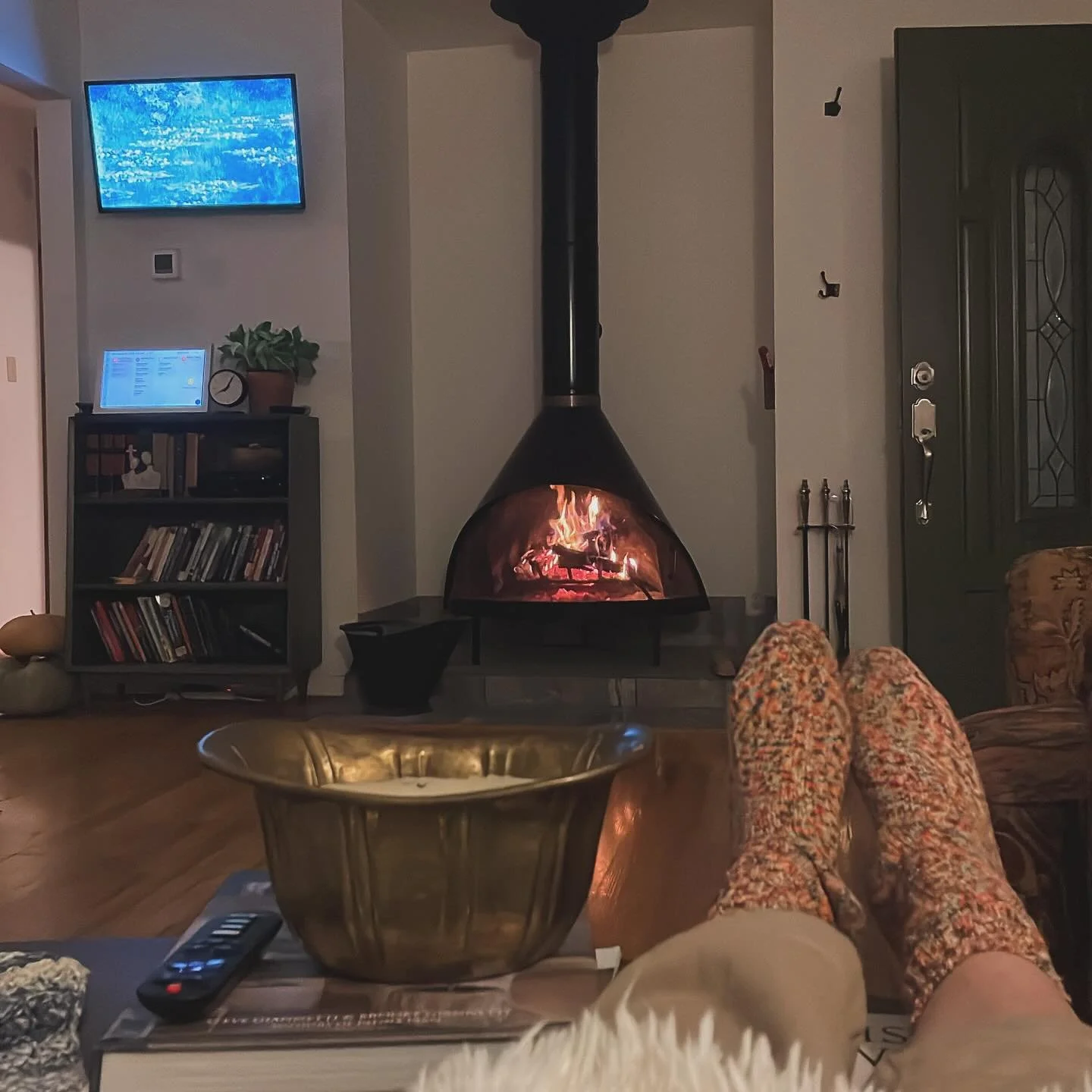 The simple-not-to-be-taken-for-granted joy of a wood burning fireplace and a semi peaceful (I do have a drummer in the house now 🥁) home.