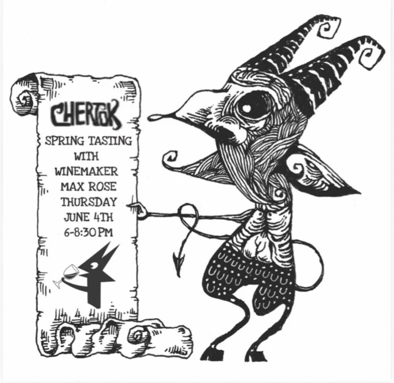 Max Rose @chertokwines will be behind the bar tomorrow from 6-8:30pm pouring his freshest spring selection. All will be by the glass or flight.  Hope to see you all there.  Tribute art by @andrewprendimano