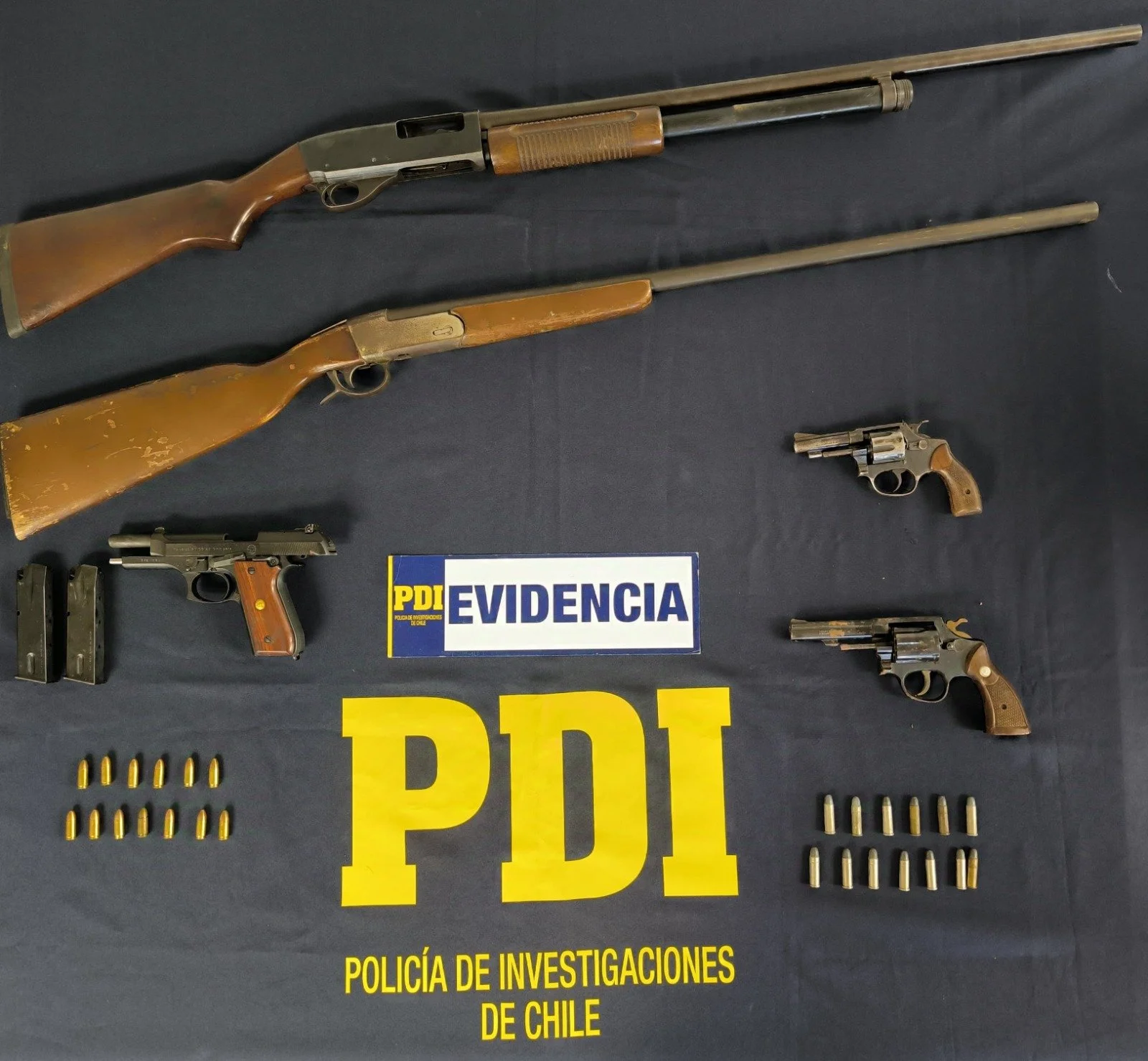 CINCO ARMAS DE FUEGO RECUPERAN DETECTIVES BIRO CHILLÁN