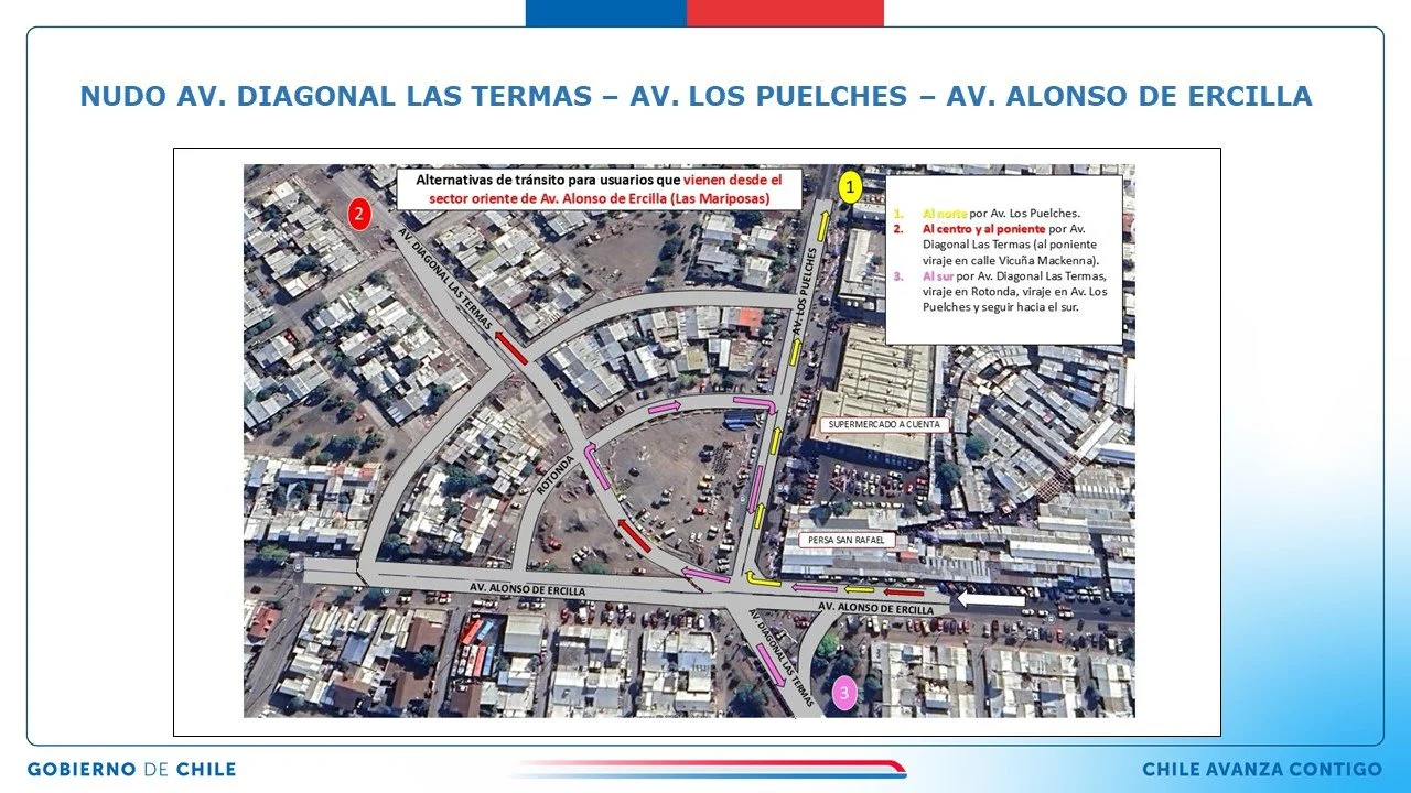 Obras Diagonal Las Termas: Adecuarán tránsito para optimizar flujo vehicular con miras a entrada masiva a clases