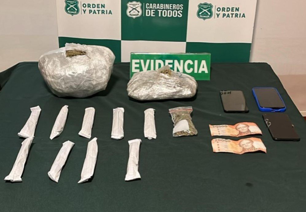 Control en San Nicolás: Carabineros del OS7 Ñuble detuvo anoche a dos sujetos que circulaban con más de 1.900 dosis de marihuana en su vehículo