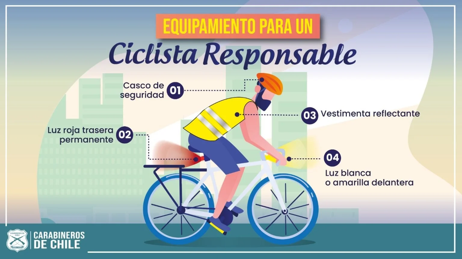 Ñuble: En el Día Mundial de la Bicicleta Carabineros refuerza autocuidado entre usuarios