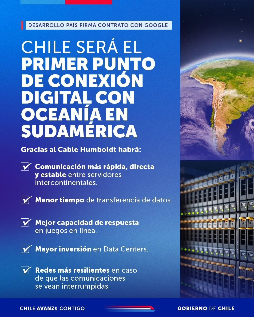 Chile y Google conectan continentes con histórico acuerdo digital
