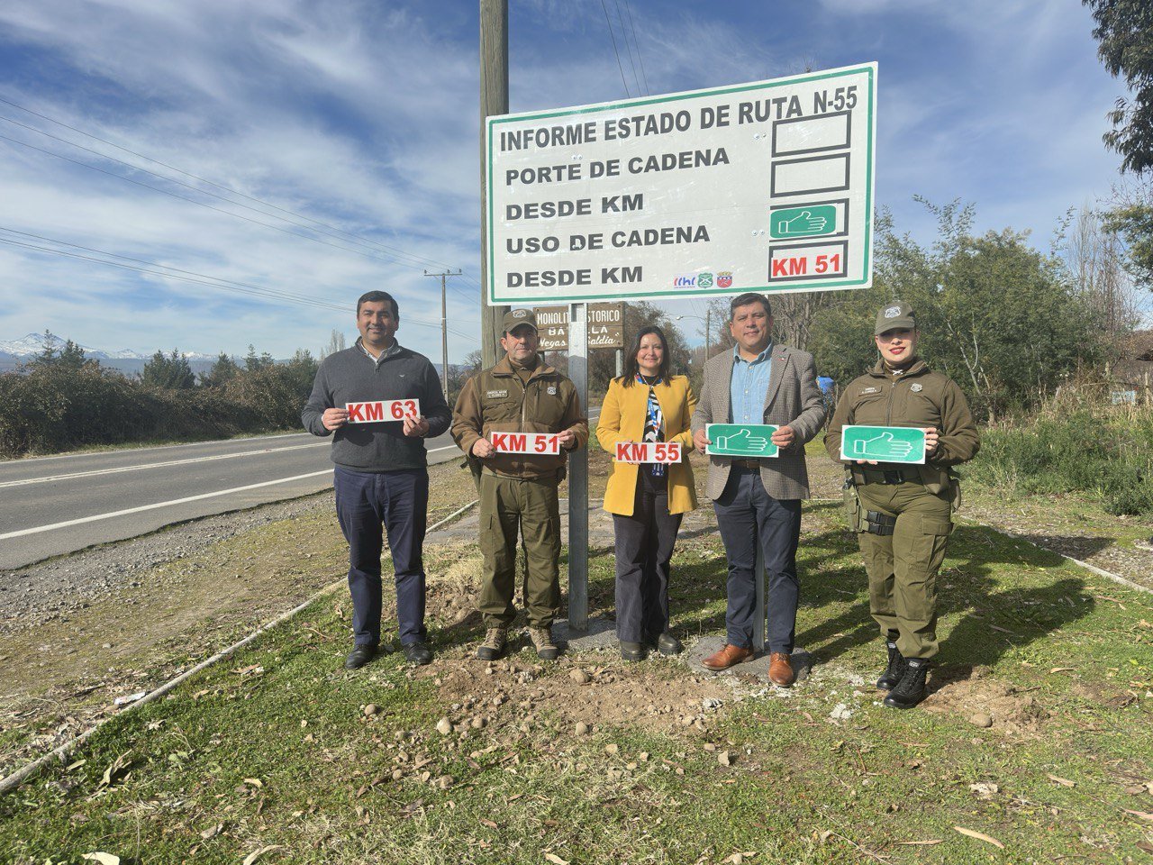 Refuerzan seguridad vial para temporada invernal con nueva señalética en la cordillera de Ñuble