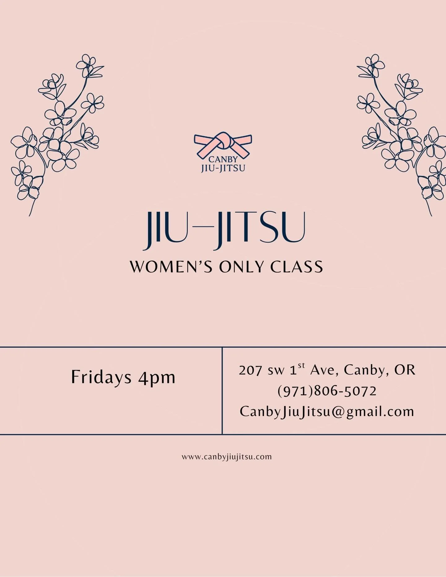 🔥 LADIES, IT&rsquo;S GO TIME! 🔥

Tomorrow 12/05 at 4pm we launch our first-ever Women&rsquo;s Only Jiu-Jitsu class at Canby Jiu-Jitsu, and we are SO excited to welcome you to the mats!

This class is for women 16+, and whether you&rsquo;re brand ne