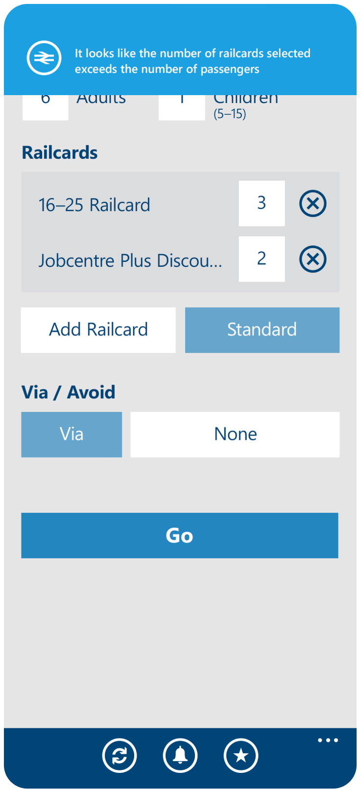 Phone screen of search form