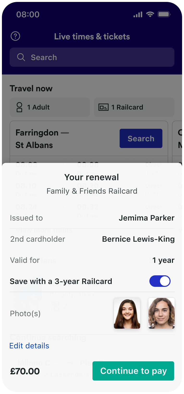 Railcard renewal