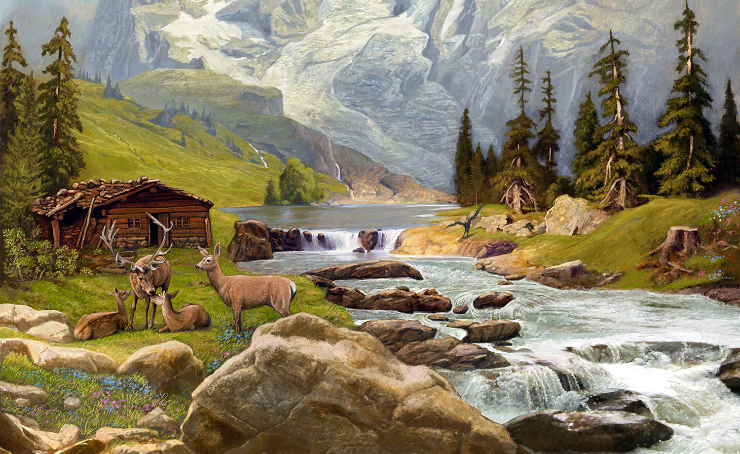 Illustration of bucolic scene by Bob Venables