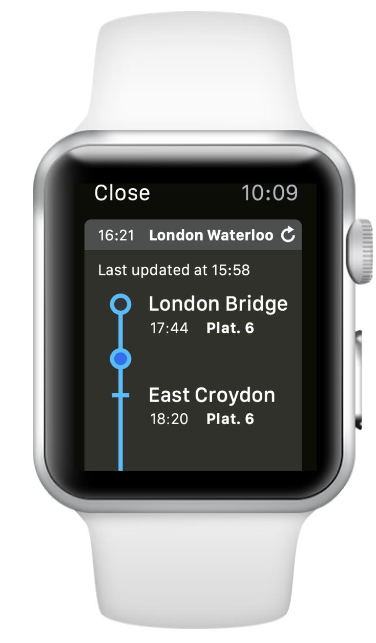 Train route on smartwatch