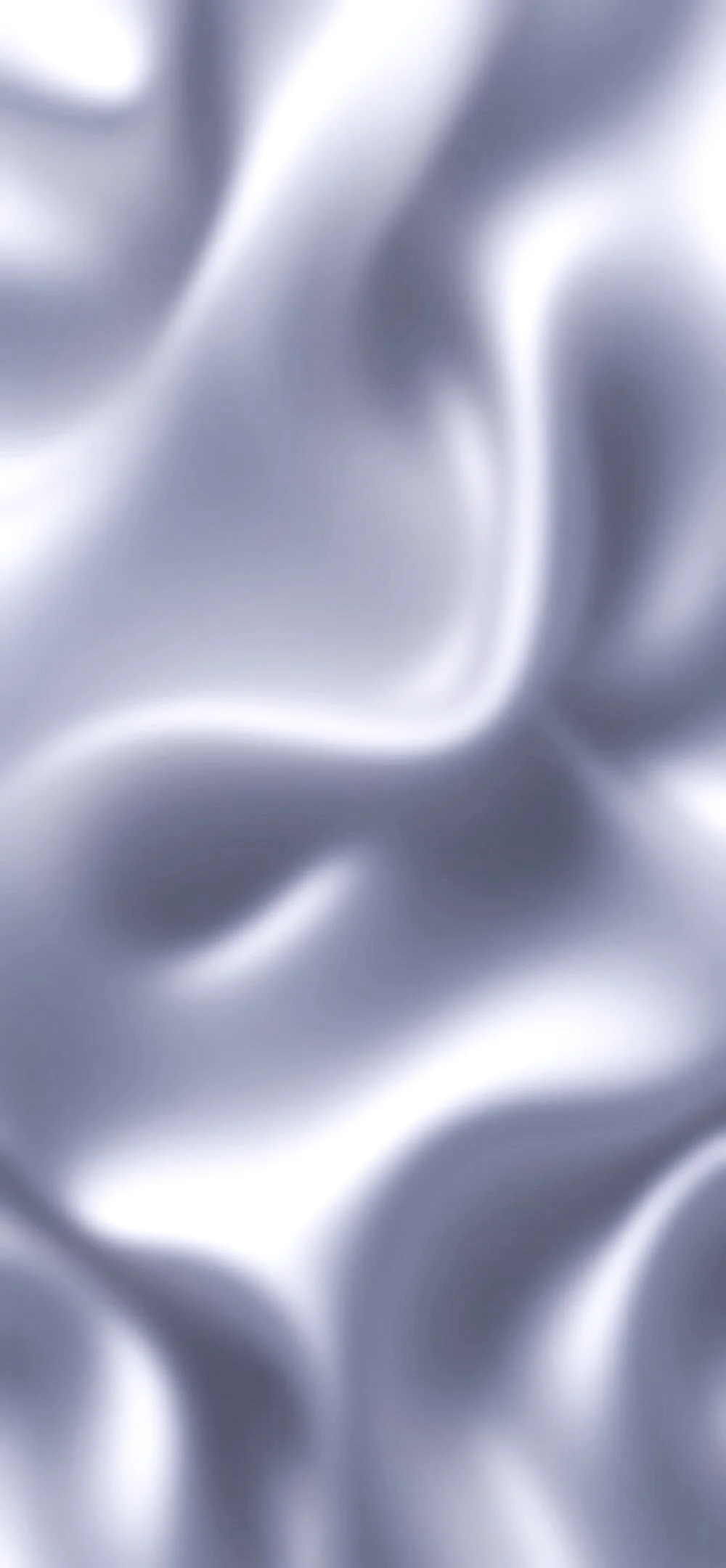 Close-up of shiny, smooth, metallic silver fabric with wrinkles and folds.