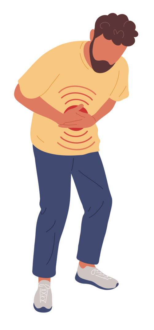 Foto van man met buikpijn. Body Stress Release praktijk in Emmeloord – BSR Mandala