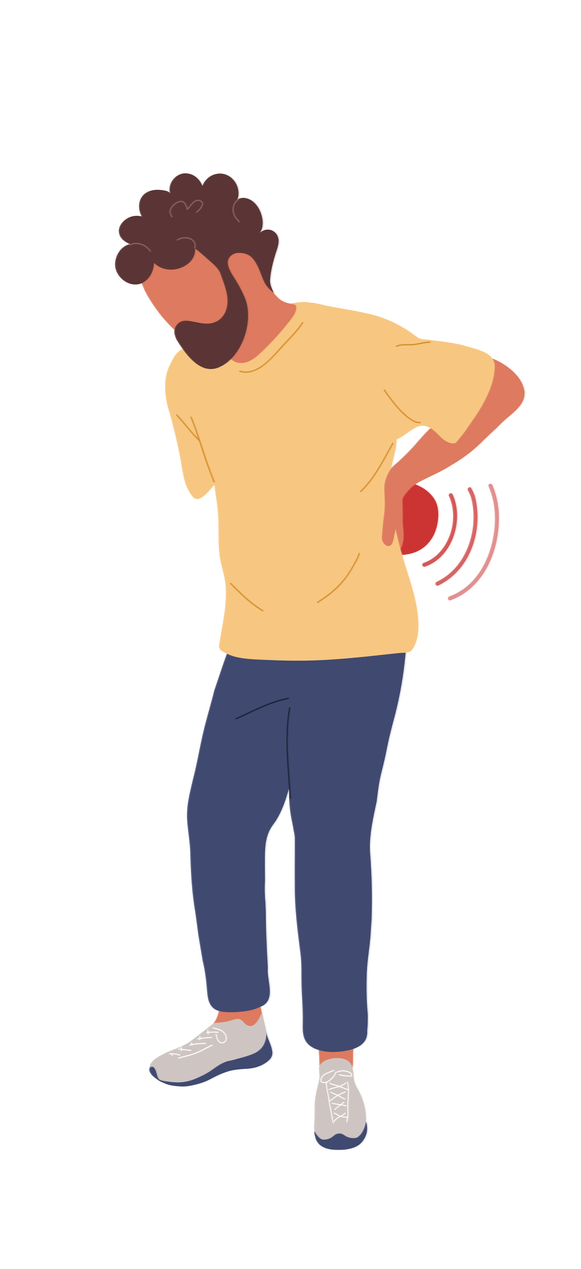 Foto van man met rugpijn. Body Stress Release praktijk in Emmeloord – BSR Mandala