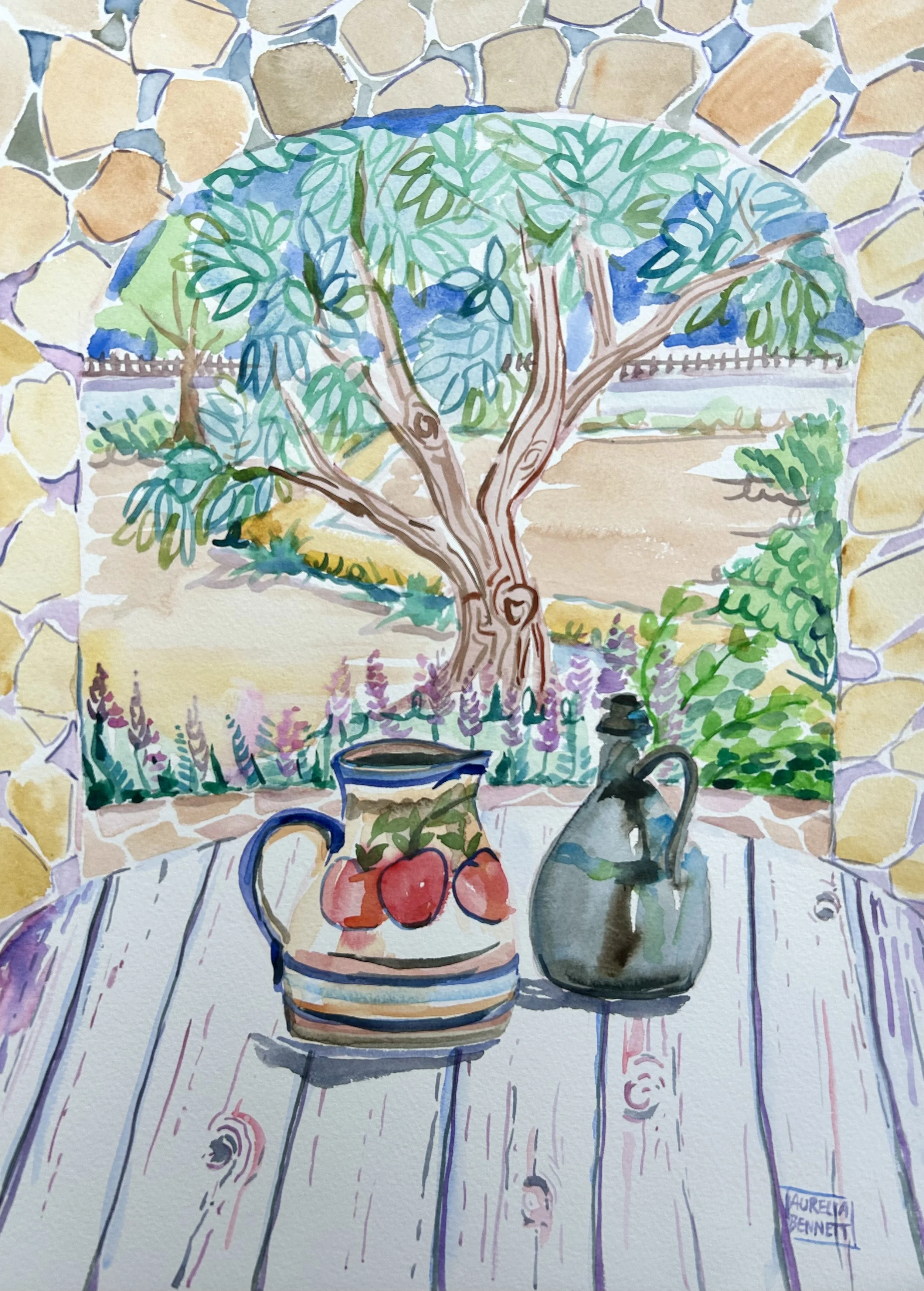 Jugs in Spetses, Greece, (32 x 40cm)