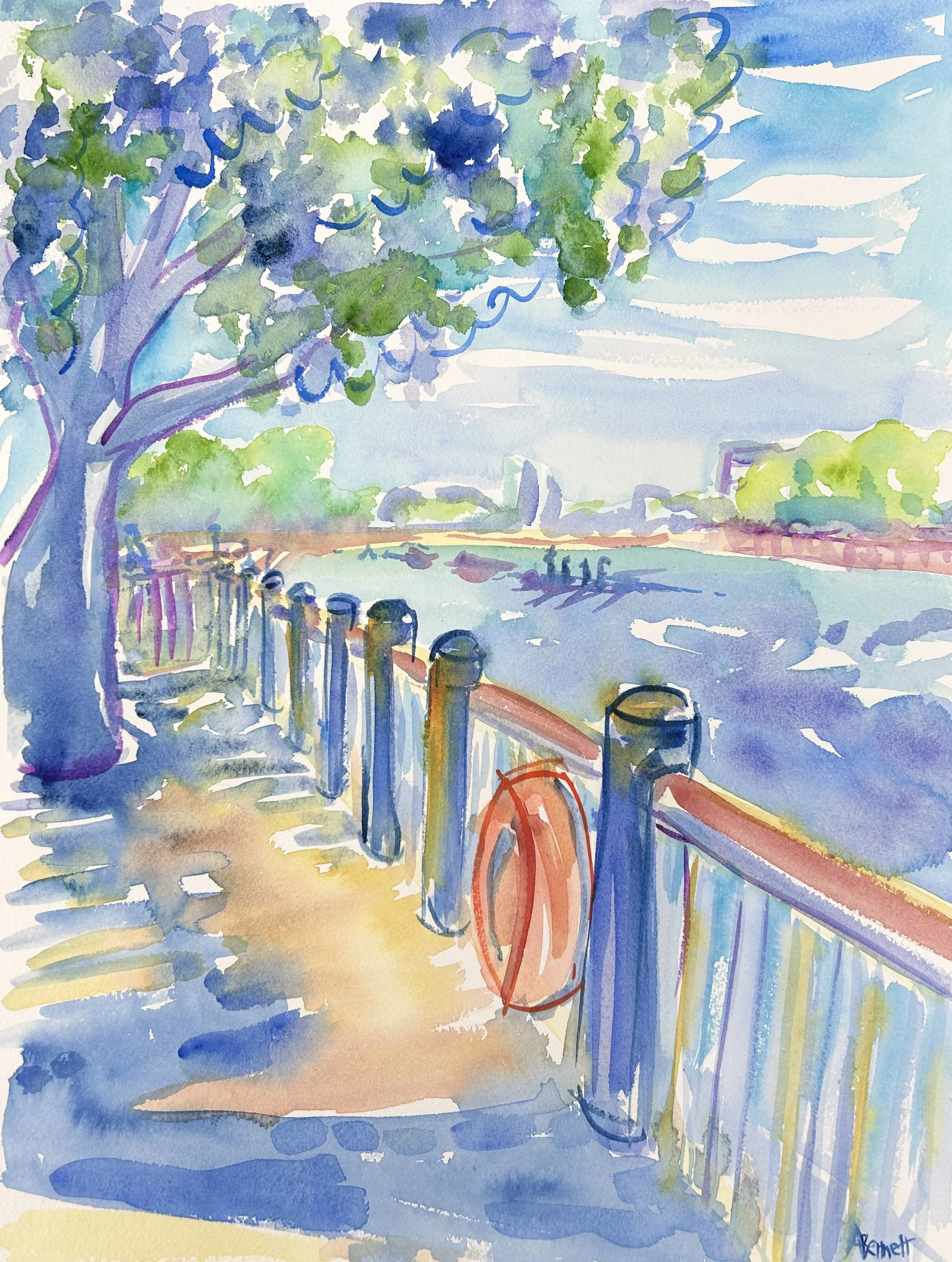 Putney Riverside, Dusk (30 x 42 cm)