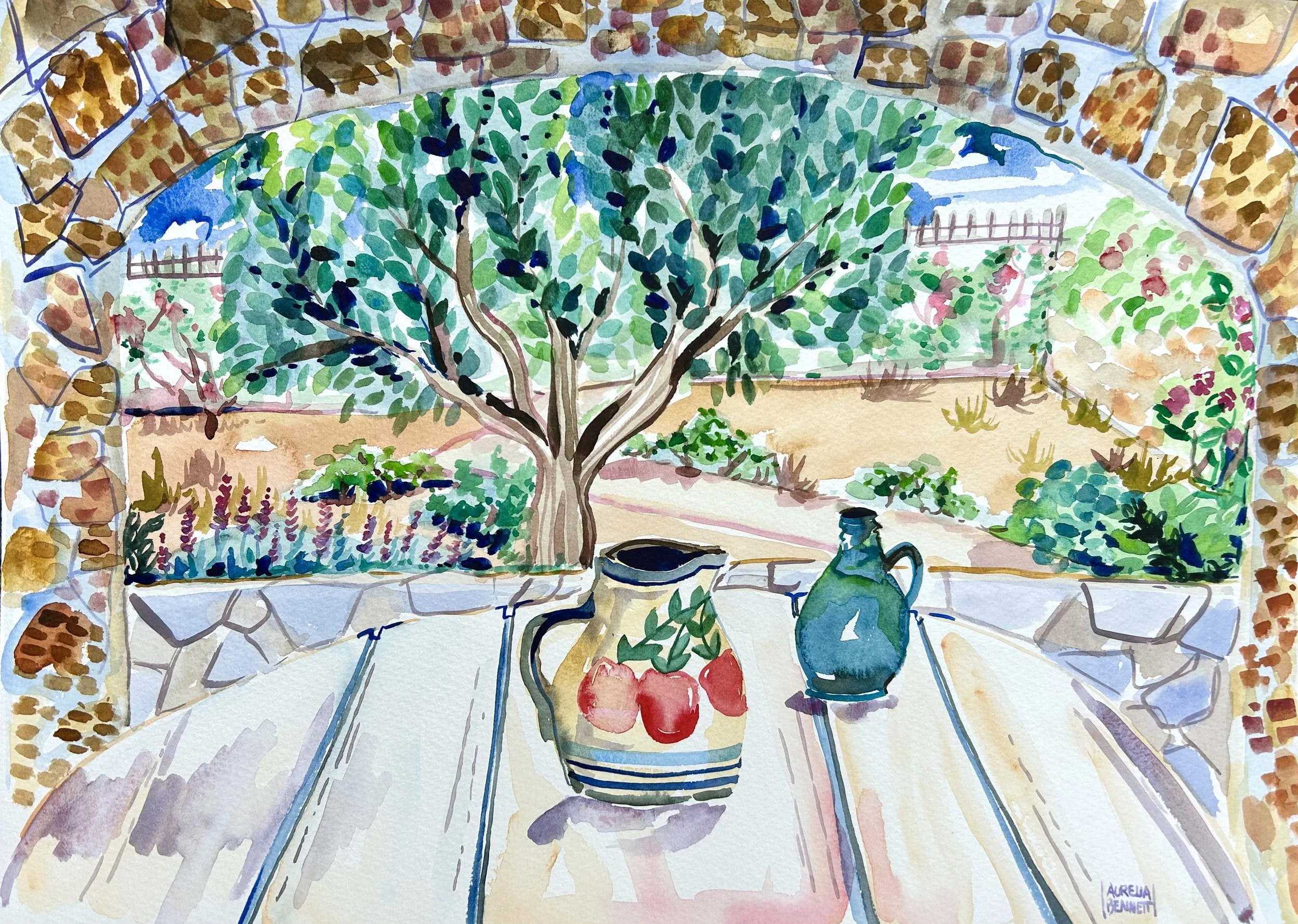 Jugs in Spetses island, Greece, (32 x 40cm)