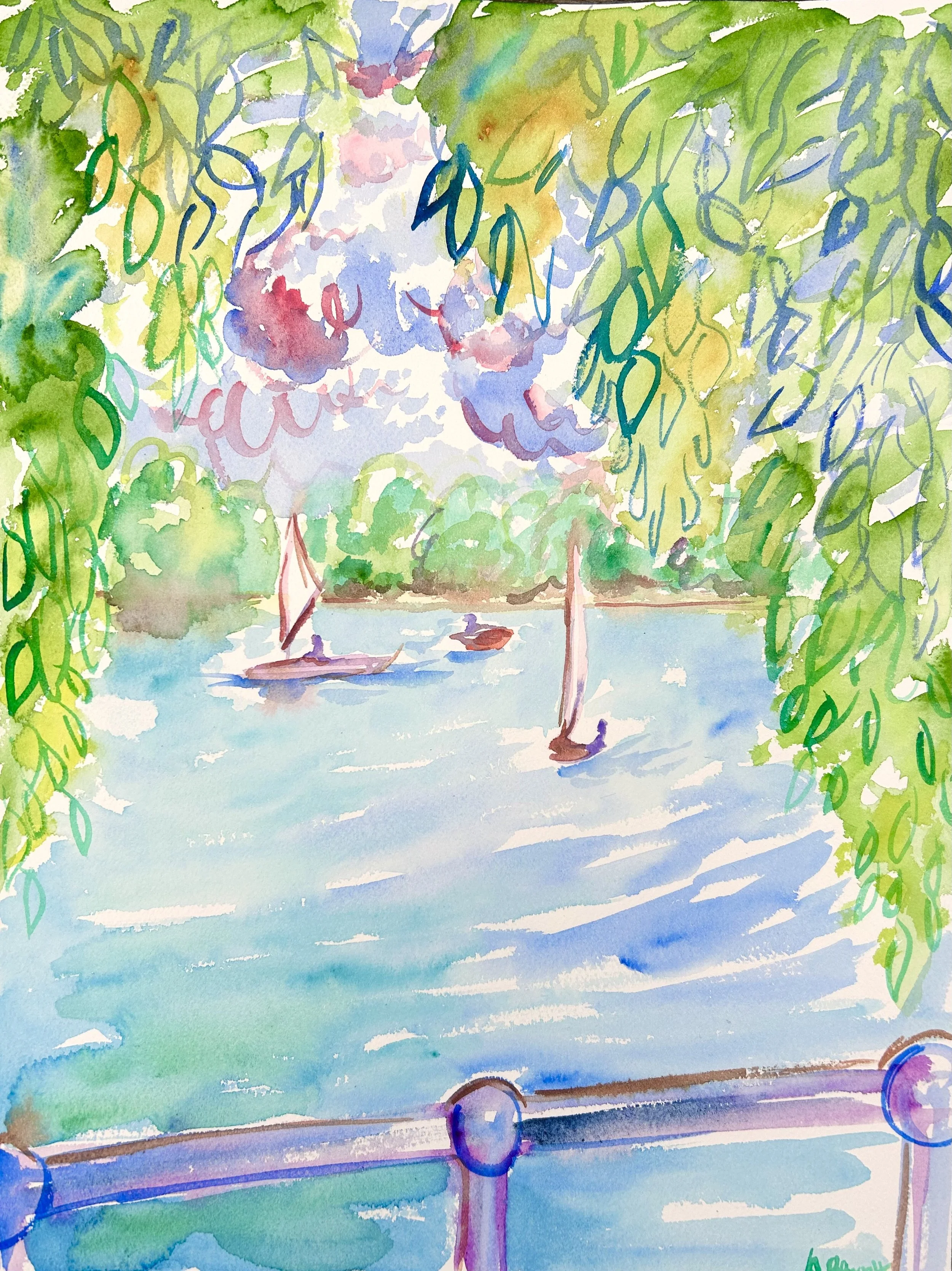 Sailing at Hammersmith (30 x 42 cm)
