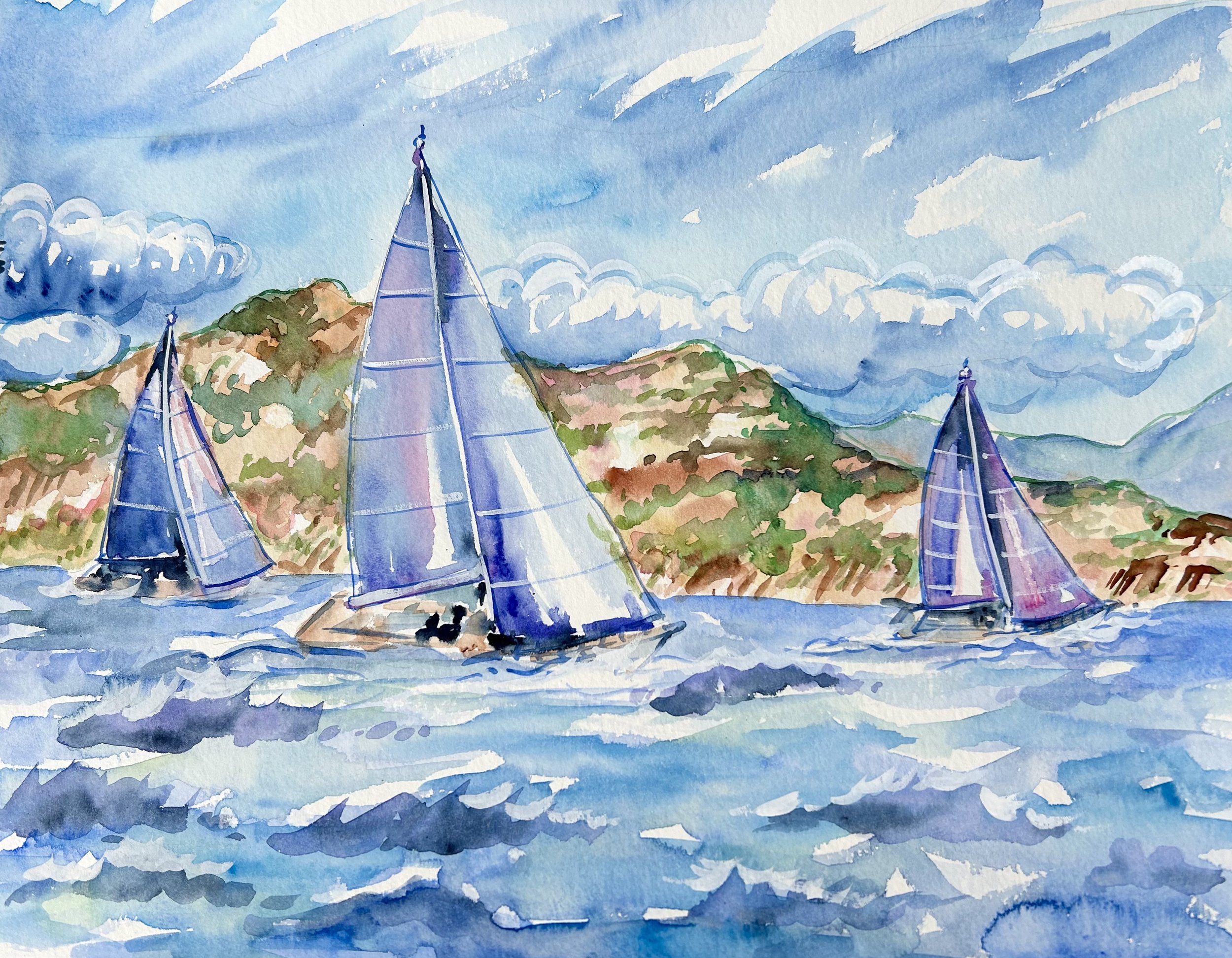 Sailers Near Montpellier (12 x 17")