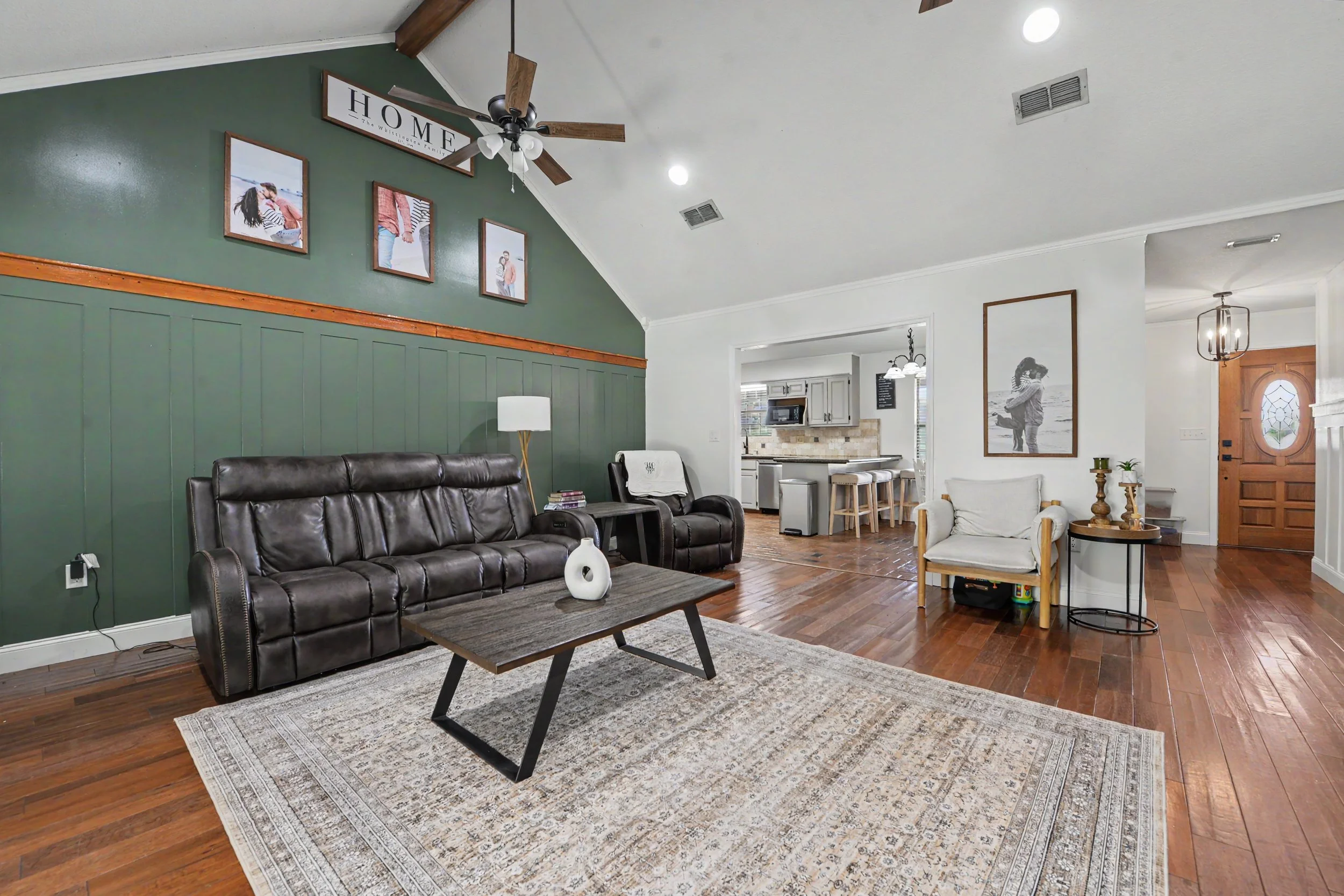 beautiful cedar and brick home with 2000 square feet and 3 bedrooms three bedrooms and 2 bathrooms two bathrooms and has five acres 5 acres with a workshop shed located on property and brick floors though out