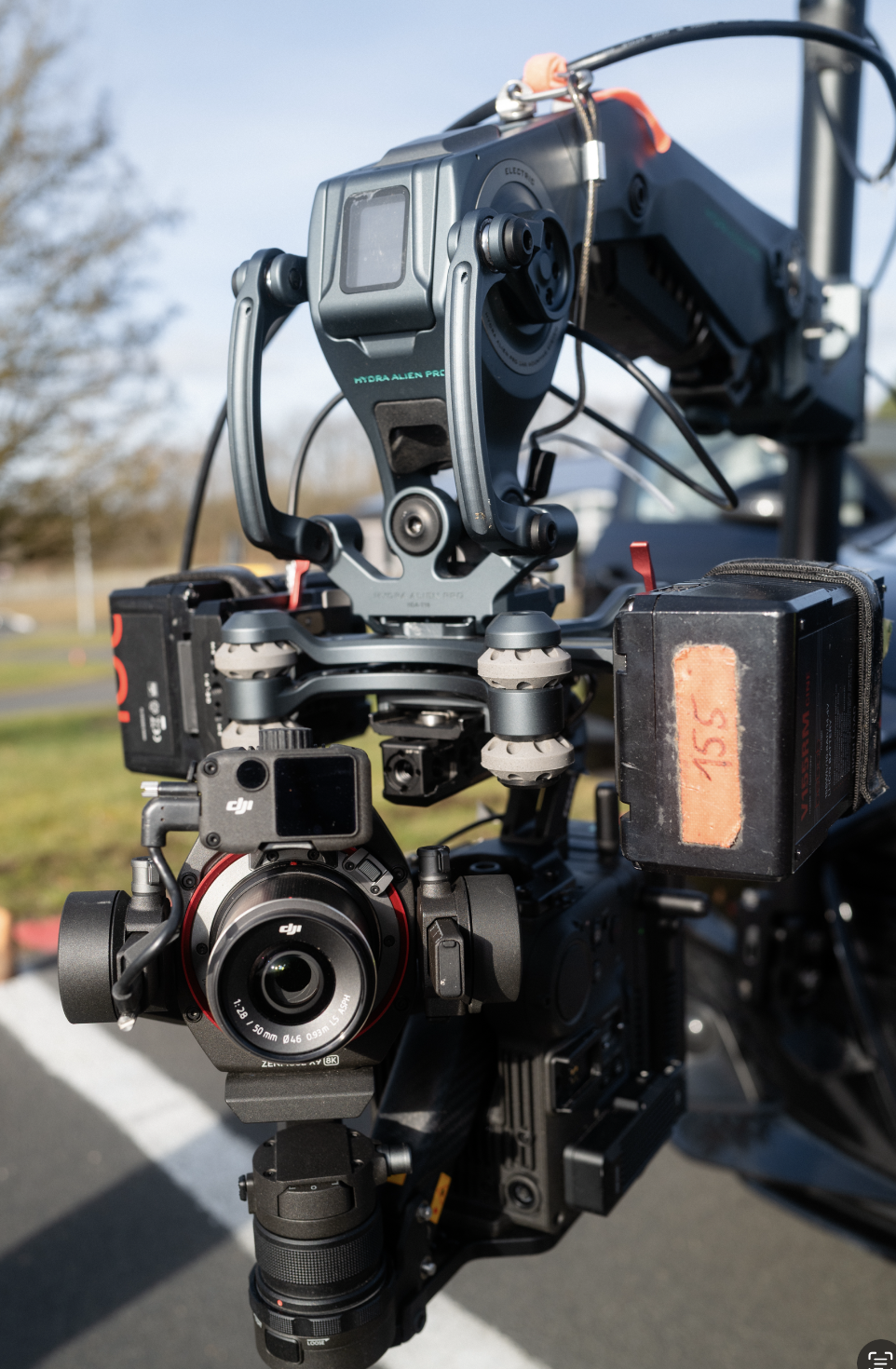 Cinema camera rig on a film set