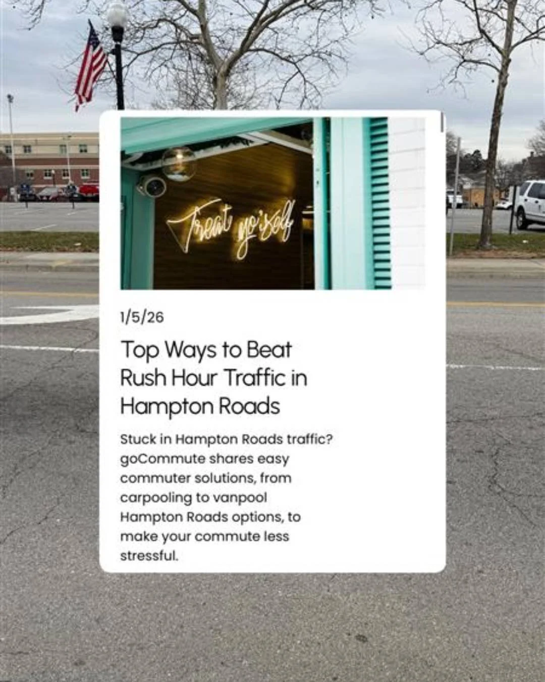 Win the game of rush hour in Hampton Roads when you vanpool. 🚐💨

Check out the goCommute blog for more! Available now on our website. 👩&zwj;💻