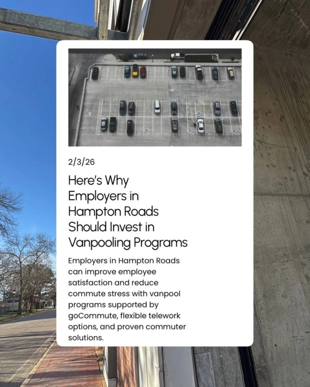 With return-to-work orders in full swing, employers need innovative solutions for their employees. That's where vanpool comes in! 🚐💨

At goCommute, we can help you find a vanpool, start a vanpool or even save one! Visit our website to get started. 