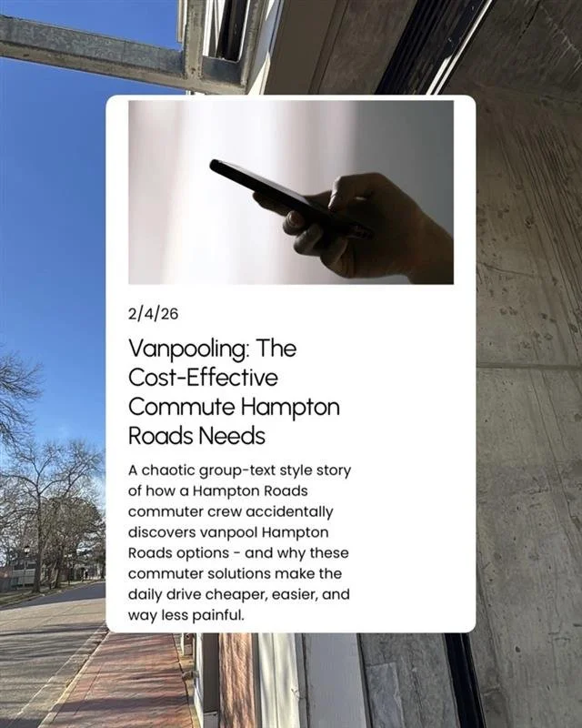 Is your commute costing you? 👀

Whether it's time, money or your peace of mind, you commute doesn't have to break the bank. We're sharing how vanpooling is the cost-effective commute you need in Hampton Roads on our blog. Visit our website now! 👩&z